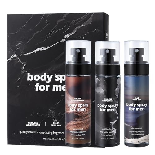 NIZENTA Body Spray for Men - Aluminum Free Deodorant, Alcohol-Free Gentle Formula, Powerful Freshness, 3.4 fl oz (Pack of 3) Avelisse