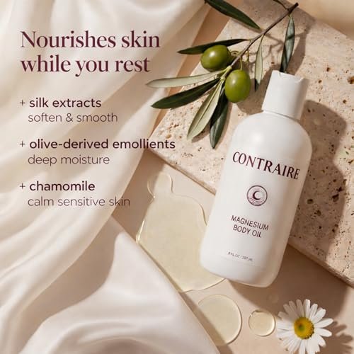 Contraire Premium Magnesium Oil for Sleep - Pure Topical Magnesium Chloride Body Oil - Silky Fast-Absorbing Non-Sticky Nourishing Formula - Calming Nighttime Relaxation Ritual for Deep Restful Sleep Avelisse