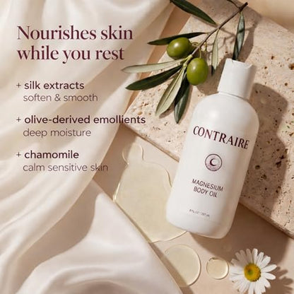 Contraire Premium Magnesium Oil for Sleep - Pure Topical Magnesium Chloride Body Oil - Silky Fast-Absorbing Non-Sticky Nourishing Formula - Calming Nighttime Relaxation Ritual for Deep Restful Sleep Avelisse