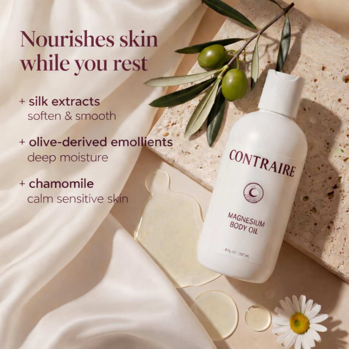 Contraire Premium Magnesium Oil for Sleep - Pure Topical Magnesium Chloride Body Oil - Silky Fast-Absorbing Non-Sticky Nourishing Formula - Calming Nighttime Relaxation Ritual for Deep Restful Sleep Avelisse