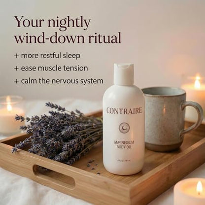 Contraire Premium Magnesium Oil for Sleep - Pure Topical Magnesium Chloride Body Oil - Silky Fast-Absorbing Non-Sticky Nourishing Formula - Calming Nighttime Relaxation Ritual for Deep Restful Sleep Avelisse