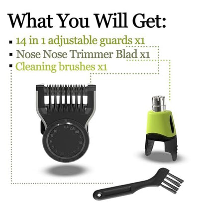 GORLENT 14-in-1 Adjustable Guards and Nose Trimmer Replacement Blade for One Shaver Blades QP Series – Safe & Efficient Nose & Facial Detail Trimming Avelisse