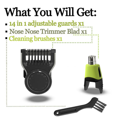 GORLENT 14-in-1 Adjustable Guards and Nose Trimmer Replacement Blade for One Shaver Blades QP Series – Safe & Efficient Nose & Facial Detail Trimming Avelisse