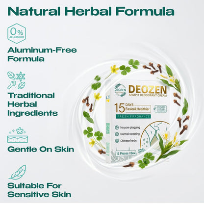 DEOZEN Natural Aluminum-Free Deodorant Cream for Men & Women – Long-Lasting Odor Protection with Herbal Formula – 24 Sachets (12 Applications, Up to 6 Months) Avelisse