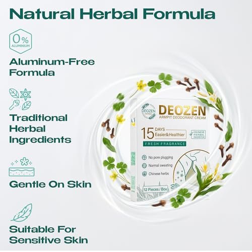 DEOZEN Natural Aluminum-Free Deodorant Cream for Men & Women – Long-Lasting Odor Protection with Herbal Formula – 24 Sachets (12 Applications, Up to 6 Months) Avelisse