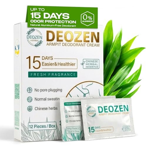 DEOZEN Natural Aluminum-Free Deodorant Cream for Men & Women – Long-Lasting Odor Protection with Herbal Formula – 24 Sachets (12 Applications, Up to 6 Months) Avelisse