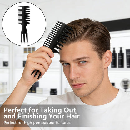 6-Pack Texture Comb Set - Wide Tooth Styling Combs for Volume, Fringe Parting & Slick Back - ABS Plastic Barber Tool for Men & Women