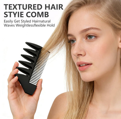 6-Pack Texture Comb Set - Wide Tooth Styling Combs for Volume, Fringe Parting & Slick Back - ABS Plastic Barber Tool for Men & Women