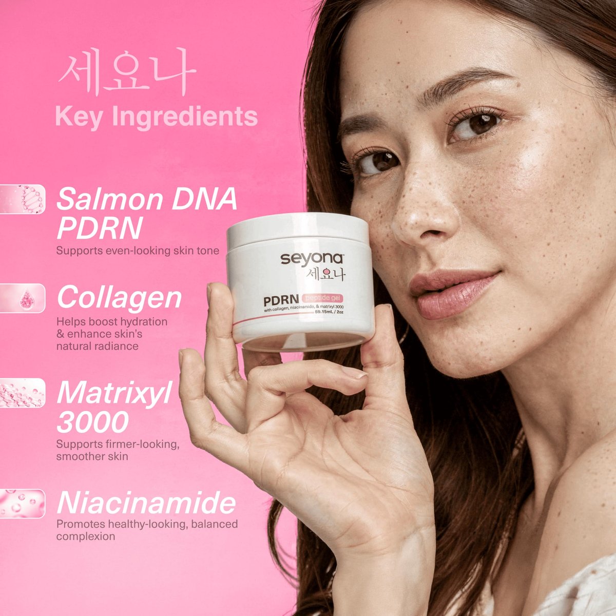 Seyona Advanced PDRN Peptide Gel – Salmon DNA Collagen Moisturizer with Matrixyl 3000, Niacinamide & Peptide Complex – Lightweight Korean Skincare Beauty Face Gel for Firm, Radiant-Looking Skin – 2oz Avelisse