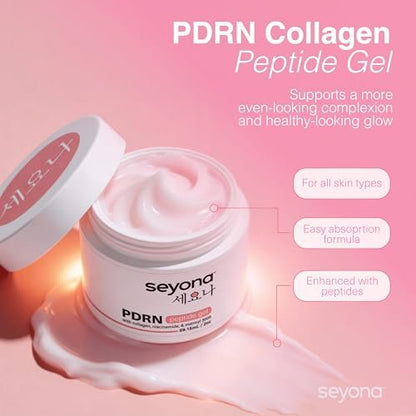 Seyona Advanced PDRN Peptide Gel – Salmon DNA Collagen Moisturizer with Matrixyl 3000, Niacinamide & Peptide Complex – Lightweight Korean Skincare Beauty Face Gel for Firm, Radiant-Looking Skin – 2oz Avelisse