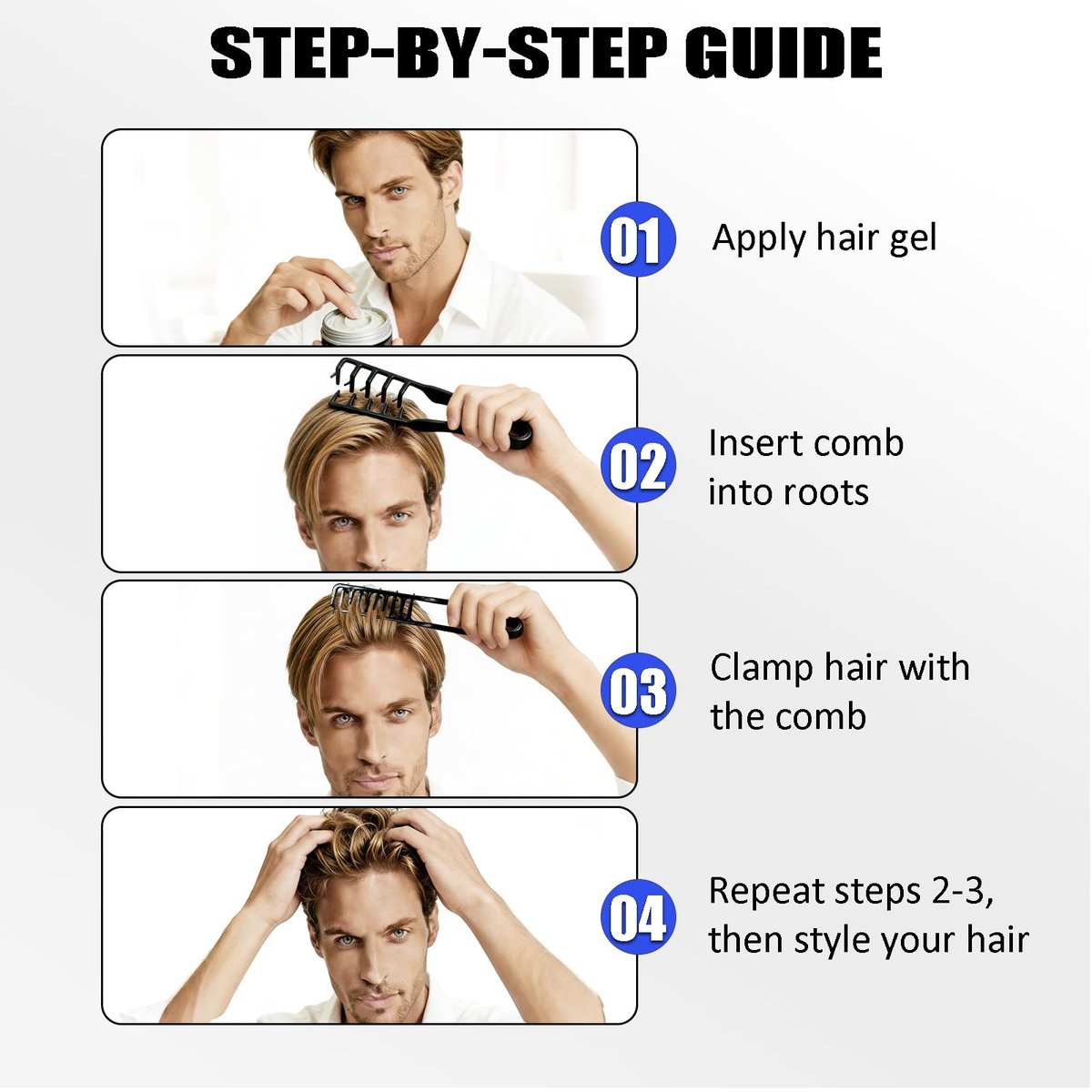 Furneet Texture Comb Set 2 Pack – Wide Tooth Volumizing Hair Comb, Anti-Frizz Root Lift Styling Tool for Curly, Wavy, Thick Hair, ABS Plastic Non-Slip Grip (Black+Grey) - görsel 5