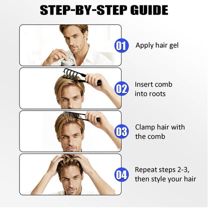 Furneet Texture Comb Set 2 Pack – Wide Tooth Volumizing Hair Comb, Anti-Frizz Root Lift Styling Tool for Curly, Wavy, Thick Hair, ABS Plastic Non-Slip Grip (Black+Grey)