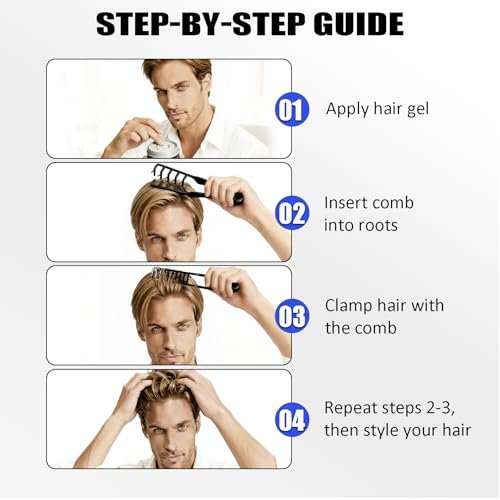 Furneet Texture Comb Set 2 Pack – Wide Tooth Volumizing Hair Comb, Anti-Frizz Root Lift Styling Tool for Curly, Wavy, Thick Hair, ABS Plastic Non-Slip Grip (Black+Grey) - görsel 6