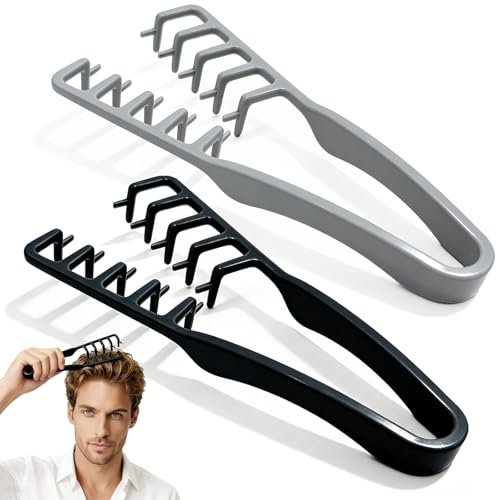Furneet Texture Comb Set 2 Pack – Wide Tooth Volumizing Hair Comb, Anti-Frizz Root Lift Styling Tool for Curly, Wavy, Thick Hair, ABS Plastic Non-Slip Grip (Black+Grey) - görsel 2