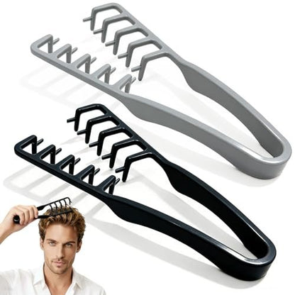 Furneet Texture Comb Set 2 Pack – Wide Tooth Volumizing Hair Comb, Anti-Frizz Root Lift Styling Tool for Curly, Wavy, Thick Hair, ABS Plastic Non-Slip Grip (Black+Grey)