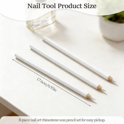 8-Piece White Nail Whitening Pencil Set for DIY French Manicure - Brightening Tools (17 cm)