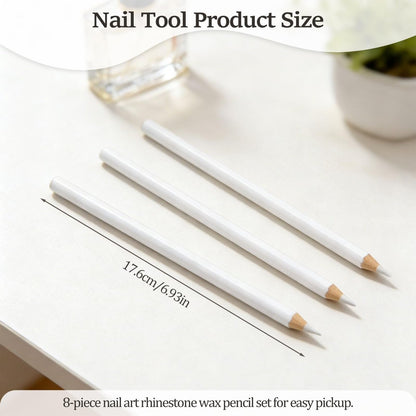 8-Piece White Nail Whitening Pencil Set for DIY French Manicure - Brightening Tools (17 cm)