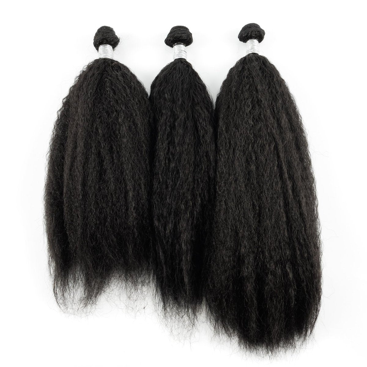 EV&ET Kinky Straight Hair Bundles 16 18 20 Inches - 3 Pieces Synthetic Hair Weave for Black Women (Natural Black) - görsel 1