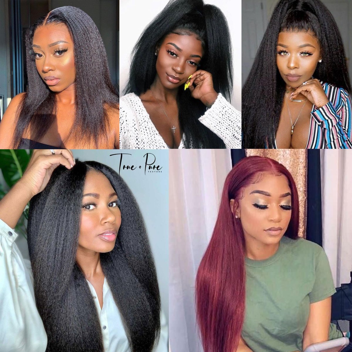 EV&ET Kinky Straight Hair Bundles 16 18 20 Inches - 3 Pieces Synthetic Hair Weave for Black Women (Natural Black) - görsel 11