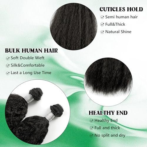 EV&ET Kinky Straight Hair Bundles 16 18 20 Inches - 3 Pieces Synthetic Hair Weave for Black Women (Natural Black) - görsel 6