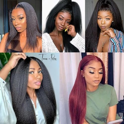 EV&ET Kinky Straight Hair Bundles 16 18 20 Inches - 3 Pieces Synthetic Hair Weave for Black Women (Natural Black)