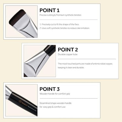 STUDIO17 Spatula Foundation Brush 422 – Korean Professional Flat Base Makeup Brush for Liquid & Cream Foundation