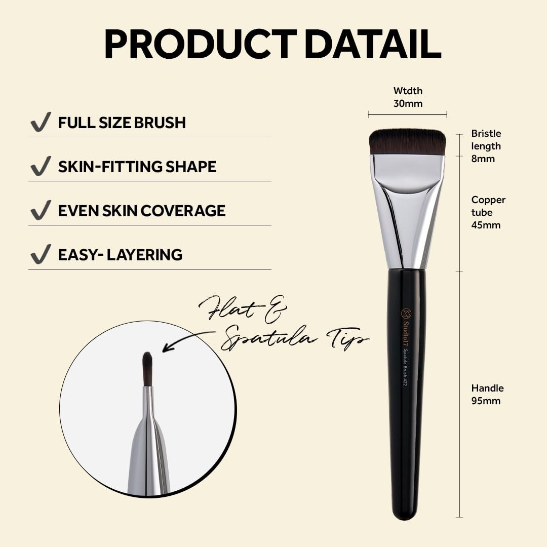 STUDIO17 Spatula Foundation Brush 422 – Korean Professional Flat Base Makeup Brush for Liquid & Cream Foundation - görsel 3