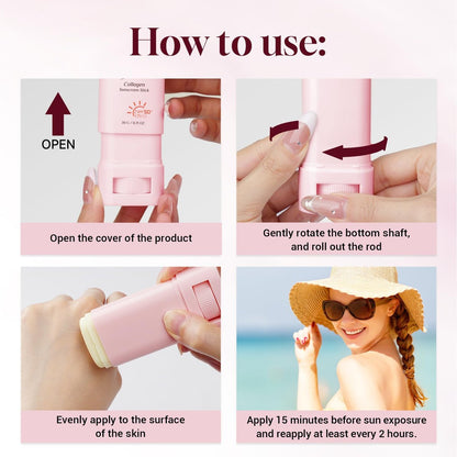 Gaayou No Cast Sunscreen Stick SPF PA50++++ - Korean Collagen Sun Stick for Face & Body, Soothing Moisture Matte Finish, Non Sticky, No White Cast