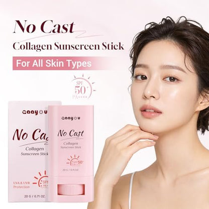 Gaayou No Cast Sunscreen Stick SPF PA50++++ - Korean Collagen Sun Stick for Face & Body, Soothing Moisture Matte Finish, Non Sticky, No White Cast