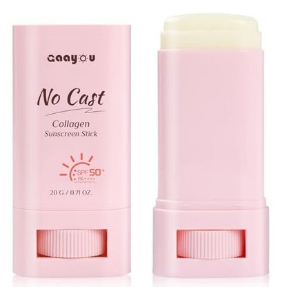 Gaayou No Cast Sunscreen Stick SPF PA50++++ - Korean Collagen Sun Stick for Face & Body, Soothing Moisture Matte Finish, Non Sticky, No White Cast