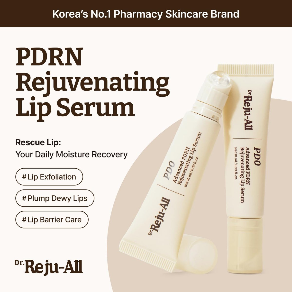 Dr.Reju-All Advanced PDRN Rejuvenating Lip Serum – Hydrating Lip Balm with Lipozip PDRN for Glowy, Dewy Lips – Gentle Exfoliating & Smoothing Lip Moisturizer – Hibiscus & Lactic Acid – 0.3 Fl Oz Avelisse