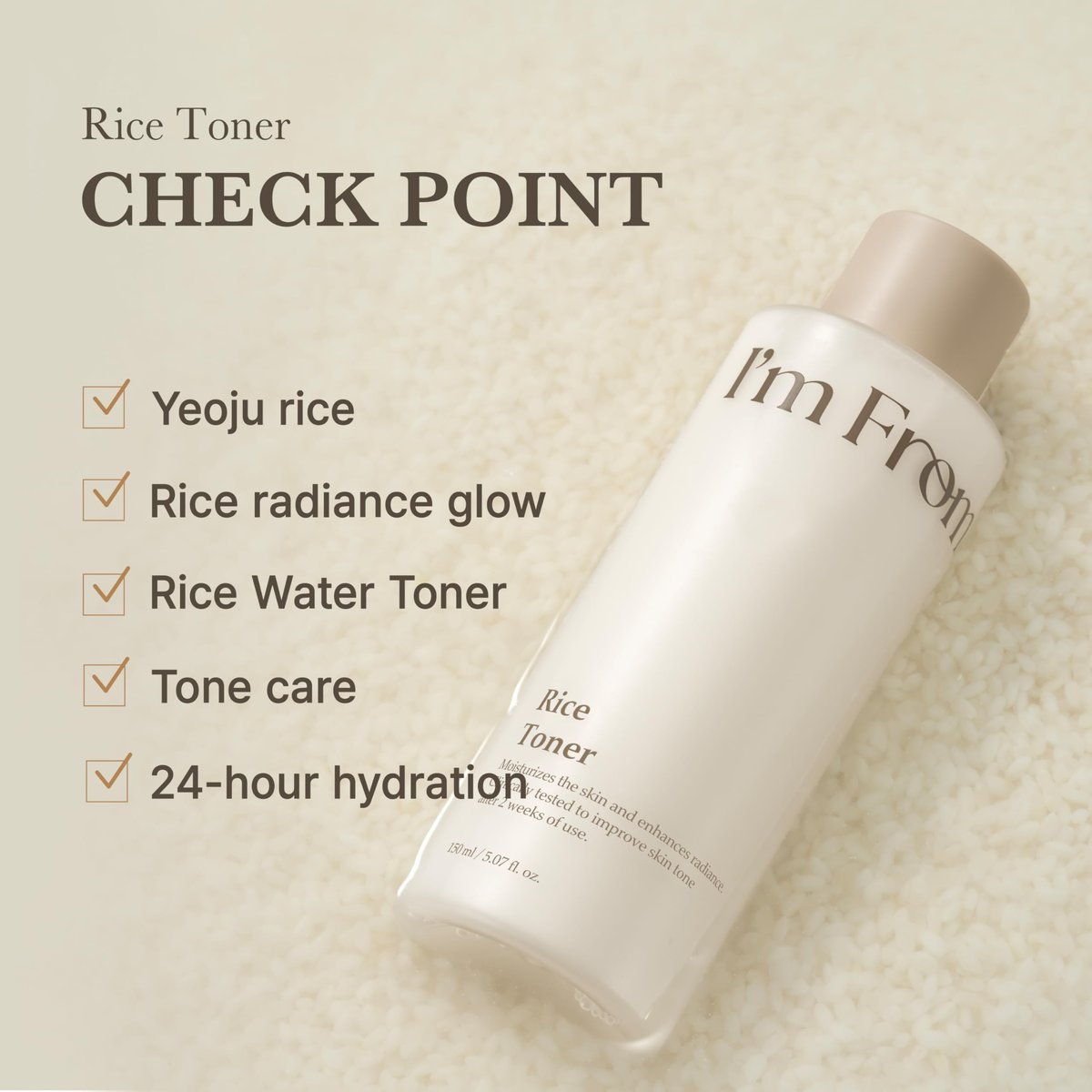 I'm From Rice Toner - Milky Hydrating Toner for Glass & Dewy Skin, Calming & Moisturizing, All Skin Types, 5.07 fl oz Avelisse