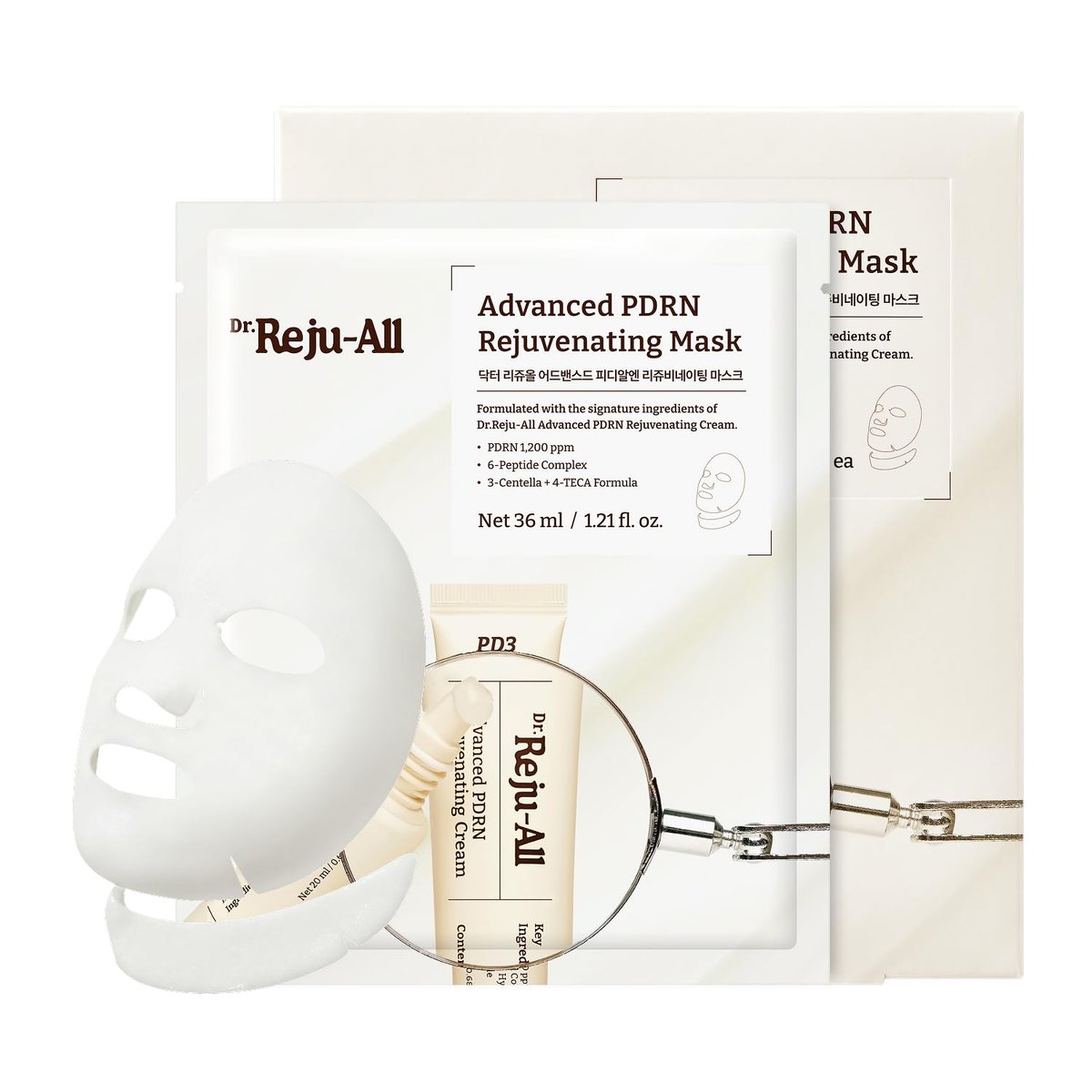 Dr.Reju-All Advanced PDRN Rejuvenating Mask – Face & Neck Korean Sheet Mask with 1,200 ppm PDRN, Collagen & Copper Peptides (4-Pack) Avelisse