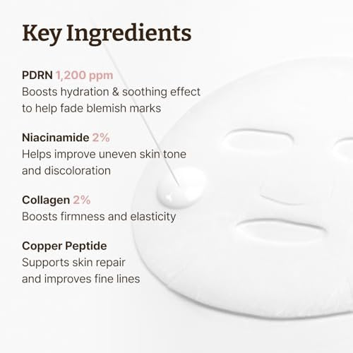 Dr.Reju-All Advanced PDRN Rejuvenating Mask – Face & Neck Korean Sheet Mask with 1,200 ppm PDRN, Collagen & Copper Peptides (4-Pack) Avelisse