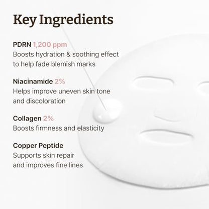 Dr.Reju-All Advanced PDRN Rejuvenating Mask – Face & Neck Korean Sheet Mask with 1,200 ppm PDRN, Collagen & Copper Peptides (4-Pack) Avelisse