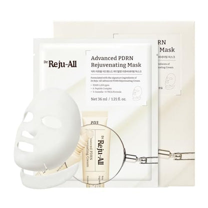 Dr.Reju-All Advanced PDRN Rejuvenating Mask – Face & Neck Korean Sheet Mask with 1,200 ppm PDRN, Collagen & Copper Peptides (4-Pack) Avelisse
