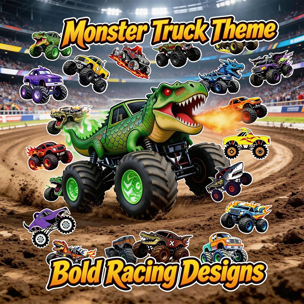 96 PCS Monster Truck Temporary Tattoos for Kids – Pre-Cut Racing Car Tattoo Stickers, Fun Body Art, Party Favors & Gift Bag Stuffers - görsel 4