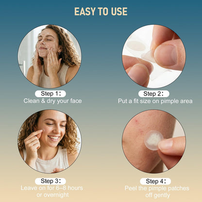 TKGOU Pimple Patches for Face - 1250 Counts 3 Size Acne Patches, Hydrocolloid Spot Stickers for All Skin Types - Invisible Zit Patches to Shrink Blemishes & Breakouts