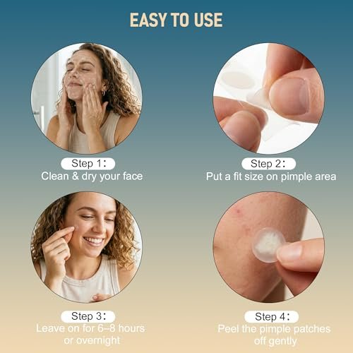 TKGOU Pimple Patches for Face - 1250 Counts 3 Size Acne Patches, Hydrocolloid Spot Stickers for All Skin Types - Invisible Zit Patches to Shrink Blemishes & Breakouts - görsel 14