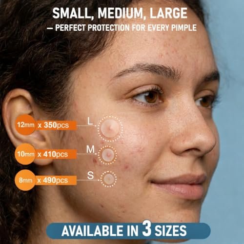 TKGOU Pimple Patches for Face - 1250 Counts 3 Size Acne Patches, Hydrocolloid Spot Stickers for All Skin Types - Invisible Zit Patches to Shrink Blemishes & Breakouts - görsel 6