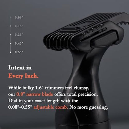 URBANER Mustache Trimmer with Nose & Ear Trimmer Attachment – Precision 0.8" Blade, IPX8 Waterproof, Adjustable 0.08"–0.55", Japanese Motor Beard Trimmer for Men Avelisse