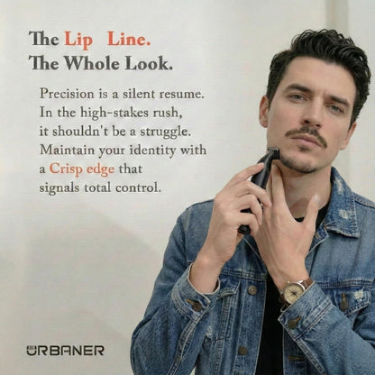 URBANER Mustache Trimmer with Nose & Ear Trimmer Attachment – Precision 0.8" Blade, IPX8 Waterproof, Adjustable 0.08"–0.55", Japanese Motor Beard Trimmer for Men Avelisse