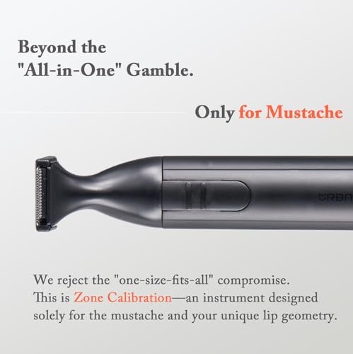 URBANER Mustache Trimmer with Nose & Ear Trimmer Attachment – Precision 0.8" Blade, IPX8 Waterproof, Adjustable 0.08"–0.55", Japanese Motor Beard Trimmer for Men Avelisse