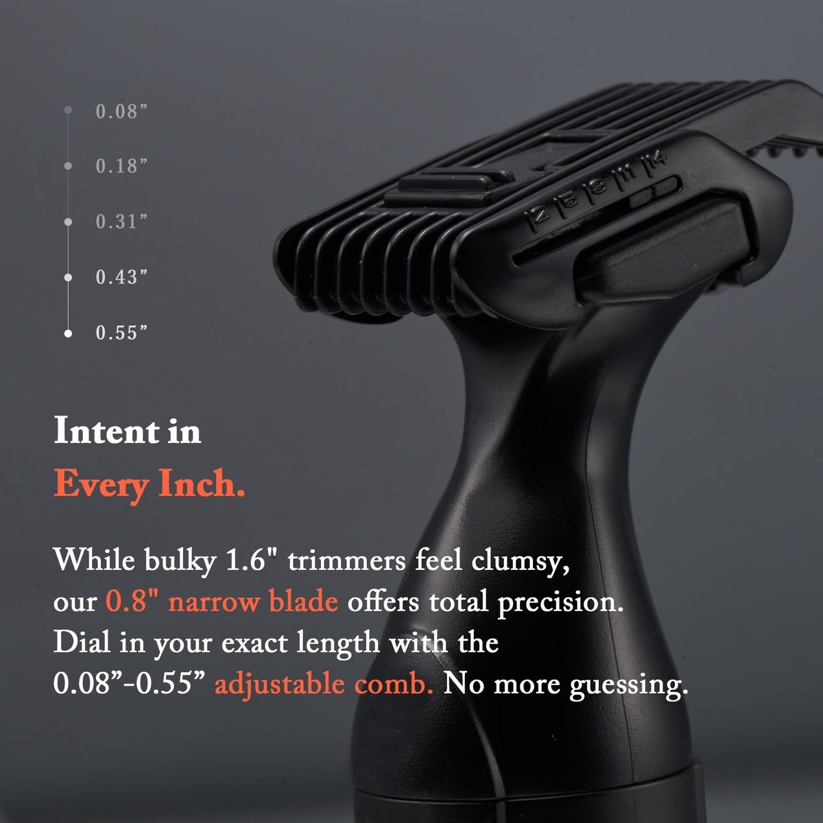 URBANER Mustache Trimmer with Nose & Ear Trimmer Attachment – Precision 0.8" Blade, IPX8 Waterproof, Adjustable 0.08"–0.55", Japanese Motor Beard Trimmer for Men Avelisse