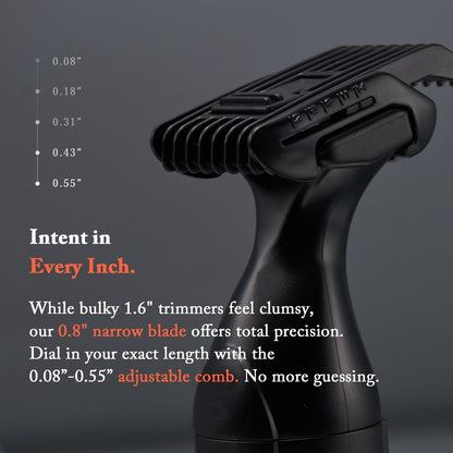 URBANER Mustache Trimmer with Nose & Ear Trimmer Attachment – Precision 0.8" Blade, IPX8 Waterproof, Adjustable 0.08"–0.55", Japanese Motor Beard Trimmer for Men Avelisse