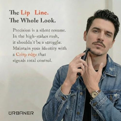 URBANER Mustache Trimmer with Nose & Ear Trimmer Attachment – Precision 0.8" Blade, IPX8 Waterproof, Adjustable 0.08"–0.55", Japanese Motor Beard Trimmer for Men Avelisse