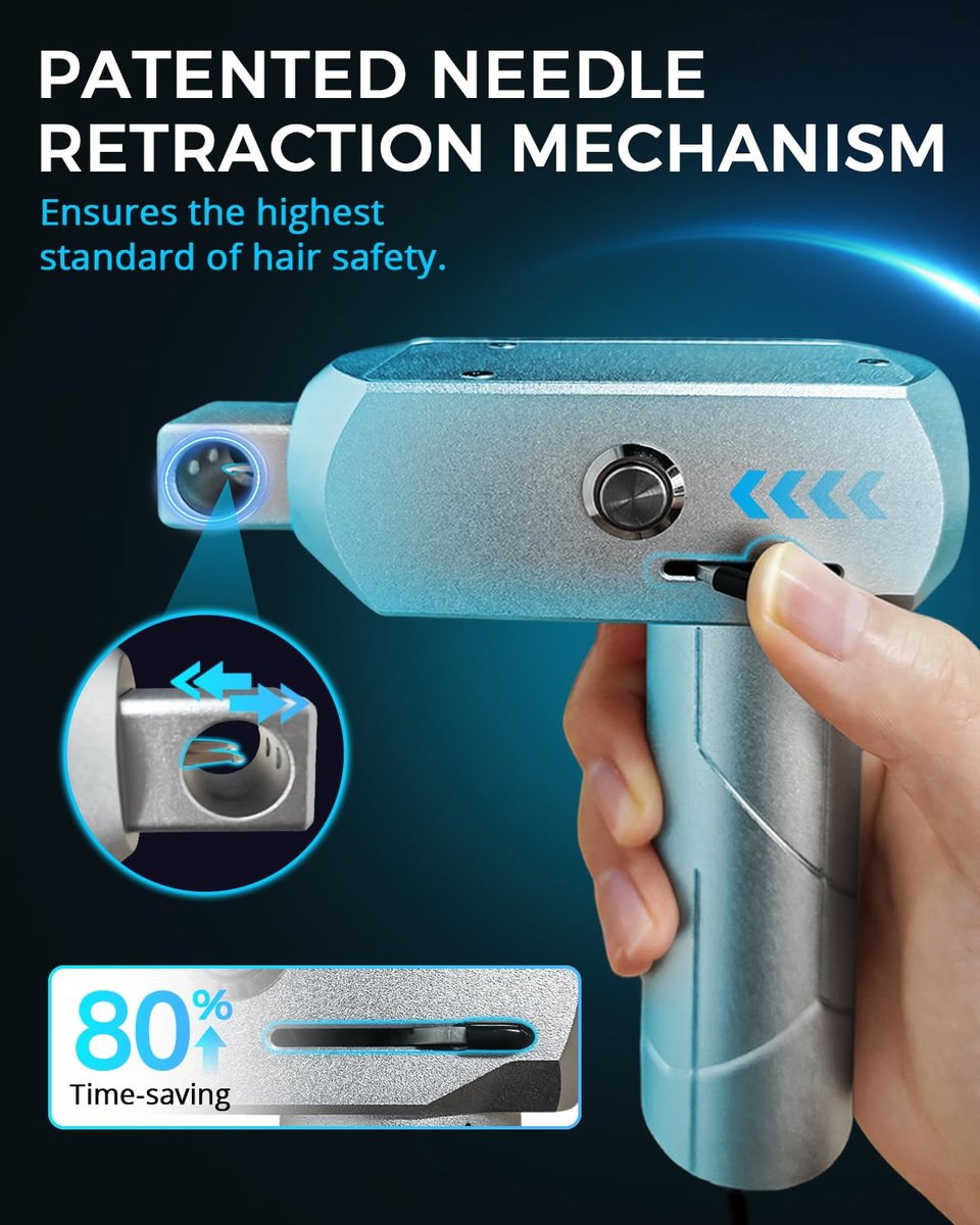 3rd-Gen Dreadlock Machine - Patented Needle Retraction, Handheld Instant Loc Tool, Lightweight Aluminum Body, 6 Braiding Heads, Tangle Resistant for Salon & Home Use (Silver) Avelisse
