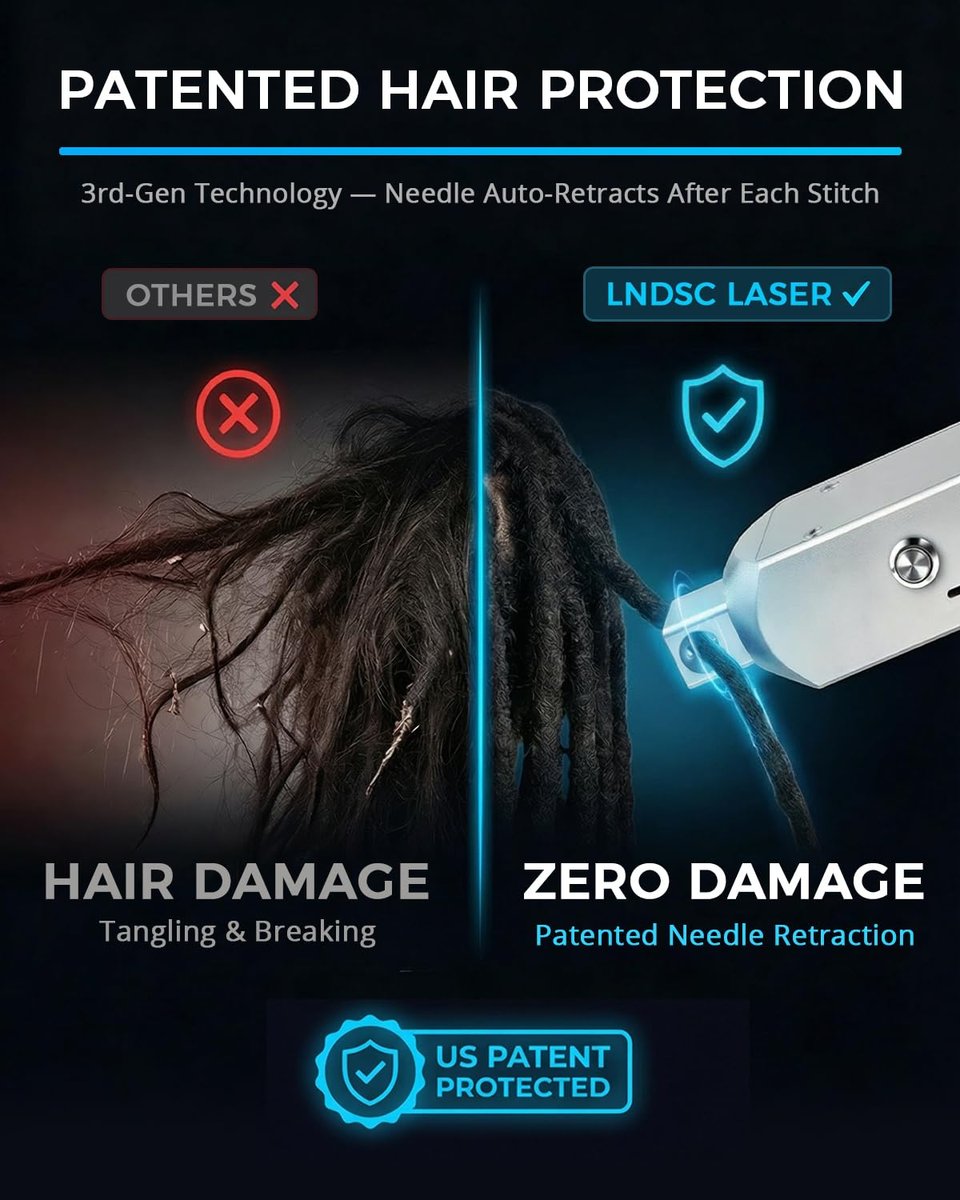 3rd-Gen Dreadlock Machine - Patented Needle Retraction, Handheld Instant Loc Tool, Lightweight Aluminum Body, 6 Braiding Heads, Tangle Resistant for Salon & Home Use (Silver) Avelisse