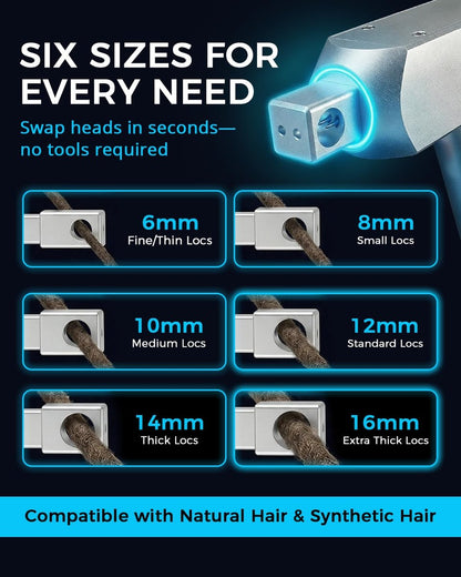 3rd-Gen Dreadlock Machine - Patented Needle Retraction, Handheld Instant Loc Tool, Lightweight Aluminum Body, 6 Braiding Heads, Tangle Resistant for Salon & Home Use (Silver) Avelisse