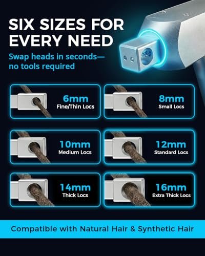 3rd-Gen Dreadlock Machine - Patented Needle Retraction, Handheld Instant Loc Tool, Lightweight Aluminum Body, 6 Braiding Heads, Tangle Resistant for Salon & Home Use (Silver) Avelisse